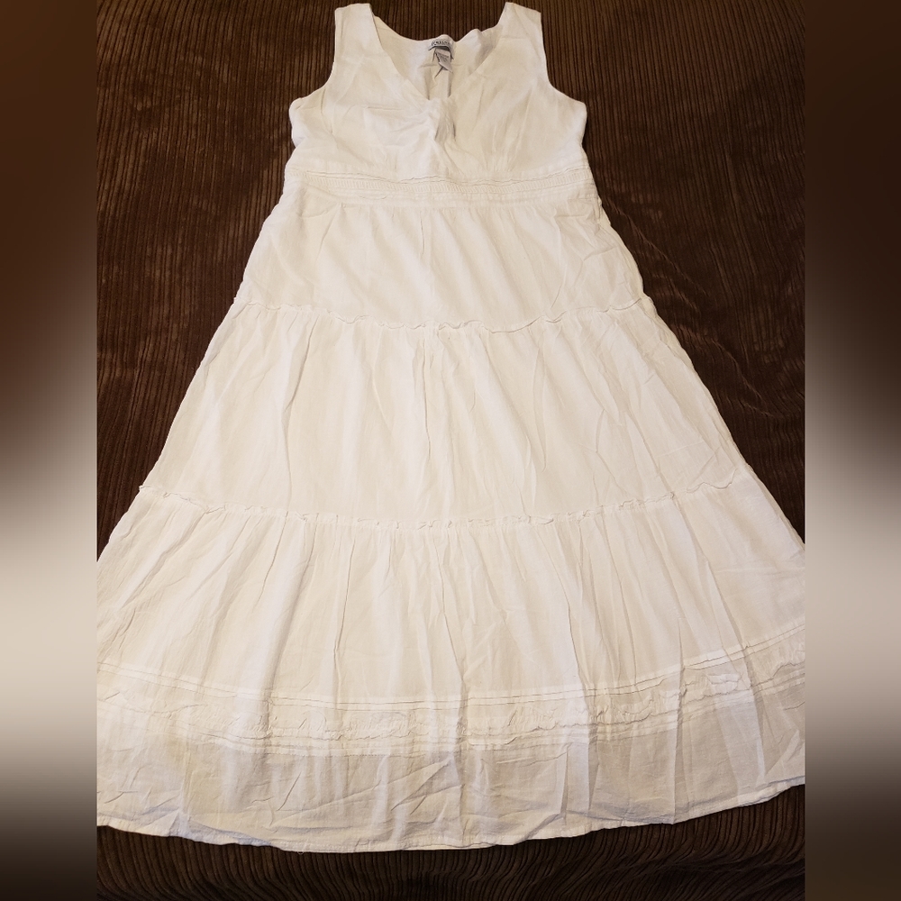 Fresco by Nomadic Trader White Cotton Sleeveless lined dress size medium